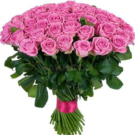 Букет 101 розовая роза "Аква" (60 см)